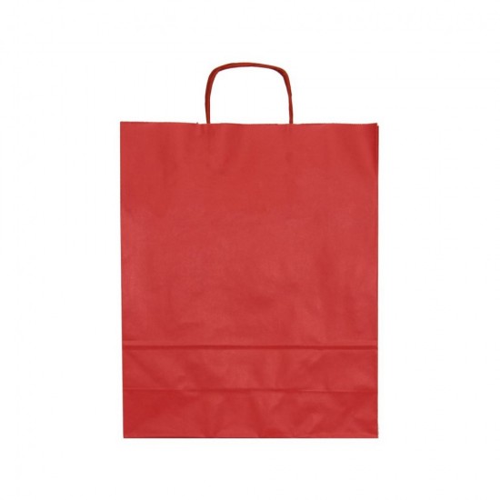 Set 100 de Sacose din Hartie Model Rosu, 18x8x22 cm, Hartie Kraft Alba 90 g/m², Maner Sfoara