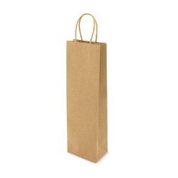 Set 100 de Sacose din Hartie pentru 2 Sticle, Model Natur, 18x8x38 cm, Hartie Kraft Natur 90 g/m², Maner Sfoara