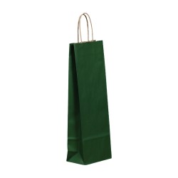 Set 100 de Sacose din Hartie pentru 2 Sticle, Model Verde Inchis, 18x8x38 cm, Hartie Kraft Alba 90 g/m², Maner Sfoara