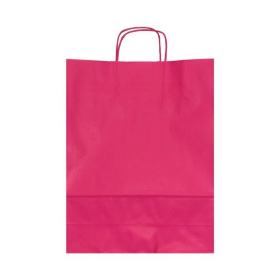 Set 100 de Sacose din Hartie Model Rodamin, 22x10x31 cm, Hartie Kraft Alba 90 g/m², Maner Sfoara