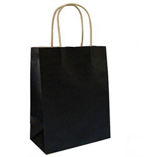 Set 100 de Sacose din Hartie Model Negru, 32x12x41 cm, Hartie Kraft Alba 90 g/m², Maner Sfoara