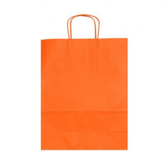 Set 100 de Sacose din Hartie Model Orange, 32x12x41 cm, Hartie Kraft Alba 90 g/m², Maner Sfoara