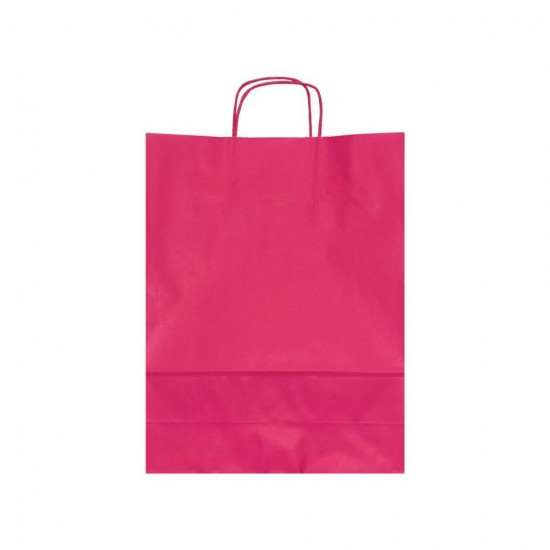 Set 100 de Sacose din Hartie Model Rodamin, 32x12x41 cm, Hartie Kraft Alba 90 g/m², Maner Sfoara