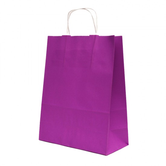 Set 100 de Sacose din Hartie Model Violet, 32x12x41 cm, Hartie Kraft Alba 90 g/m², Maner Sfoara