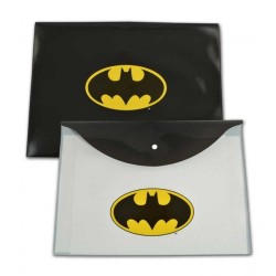 Mapa din Plastic cu Buton A4 pentru Baieti, Model Batman, Culoare Negru cu Gri