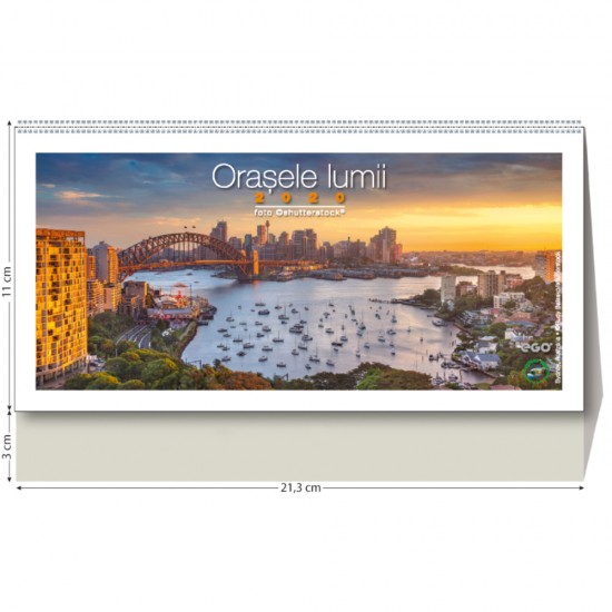 Calendar de Birou Ego cu Orasele Lumii 2022, 213x110 mm, 13 File, Multicolor, Calendar Birou, Calendar de Masa, Calendar pentru Birou, Calendar Office, Calendar Ego Birou, Calendar Ego de Birou, Calendar Birou Hartie