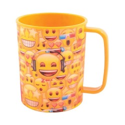 Cana din Plastic cu Model Emoji, Culoare Galben