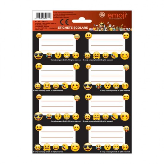 Etichete Scolare pentru Baieti, Model Emoji, 40 buc/set, Culoare Multicolor