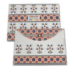 Mapa din Plastic cu Buton A4 pentru Fete, Model Ethno 1, Culoare Multicolor