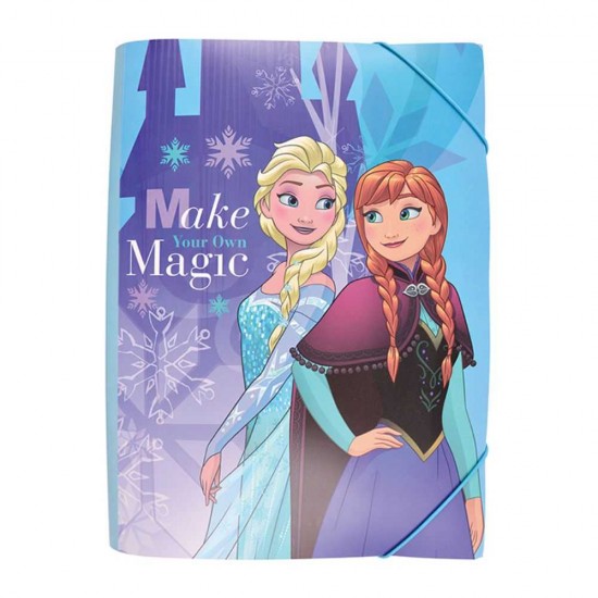 Mapa din Plastic cu Elastic A4 pentru Fete, Model Frozen, Culoare Multicolor