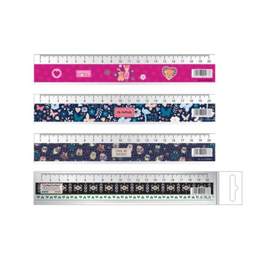 Rigla din Plastic School Friendly pentru Fete, 200 mm