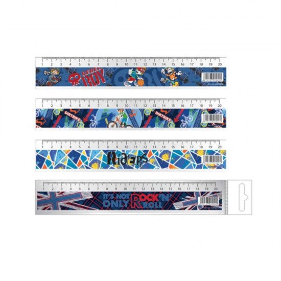 Rigla din Plastic School Friendly pentru Baieti, 200 mm