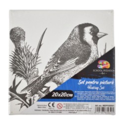 Panza pentru Pictura Predesenata pe Sasiu, Model Pasare, School Friendly Sf Art, Dimensiune 200x200 mm Panza pentru Pictura Predesenata pe Sasiu, Model Pasare, School Friendly Sf Art, Dimensiune 200x200 mm