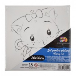 Panza pentru Pictura Predesenata pe Sasiu, Model Pisica, School Friendly Sf Art, Dimensiune 200x200 mm Panza pentru Pictura Predesenata pe Sasiu, Model Pisica, School Friendly Sf Art, Dimensiune 200x200 mm