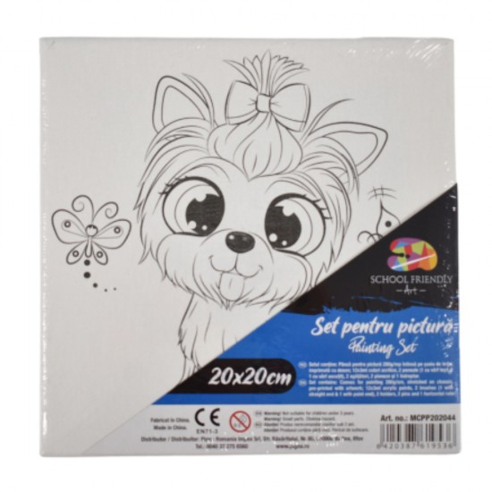 Panza pentru Pictura Predesenata pe Sasiu, Model Catel, School Friendly Sf Art, Dimensiune 200x200 mm