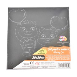 Panza pentru Pictura Predesenata pe Sasiu Neagra, Model Ursuleti, School Friendly Sf Art, Dimensiune 200x200 mm Panza pentru Pictura Predesenata pe Sasiu Neagra, Model Ursuleti, School Friendly Sf Art, Dimensiune 200x200 mm