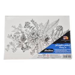 Panza pentru Pictura Predesenata pe Sasiu, Model Flori, School Friendly Sf Art, Dimensiune 200x300 mm Panza pentru Pictura Predesenata pe Sasiu, Model Flori, School Friendly Sf Art, Dimensiune 200x300 mm