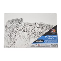 Panza pentru Pictura Predesenata pe Sasiu, Model Cai, School Friendly Sf Art, Dimensiune 200x300 mm Panza pentru Pictura Predesenata pe Sasiu, Model Cai, School Friendly Sf Art, Dimensiune 200x300 mm