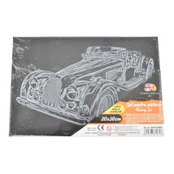 Panza pentru Pictura Predesenata pe Sasiu Neagra, Model Masina, School Friendly Sf Art, Dimensiune 200x300 mm Panza pentru Pictura Predesenata pe Sasiu Neagra, Model Masina, School Friendly Sf Art, Dimensiune 200x300 mm