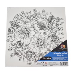Panza pentru Pictura Predesenata pe Sasiu, Model Flori, School Friendly Sf Art, Dimensiune 300x300 mm Panza pentru Pictura Predesenata pe Sasiu, Model Flori, School Friendly Sf Art, Dimensiune 300x300 mm
