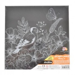 Panza pentru Pictura Predesenata pe Sasiu Neagra, Model Pasare, School Friendly Sf Art, Dimensiune 300x300 mm Panza pentru Pictura Predesenata pe Sasiu Neagra, Model Pasare, School Friendly Sf Art, Dimensiune 300x300 mm