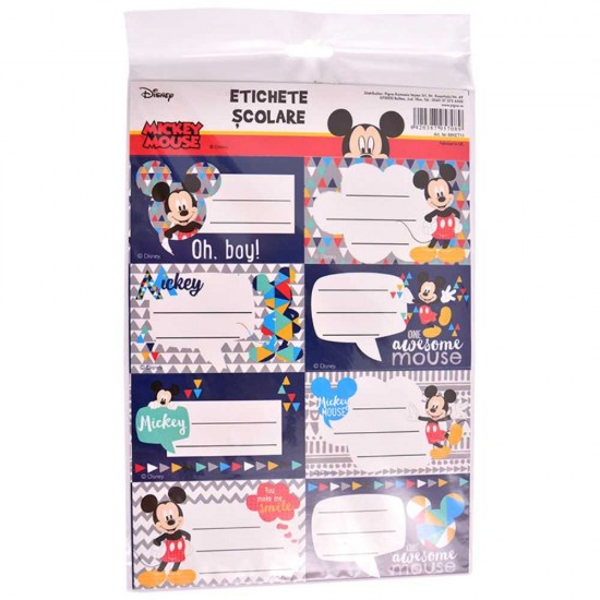 Etichete Scolare pentru Baieti, Model Mickey, 40 buc/set, Culoare Multicolor