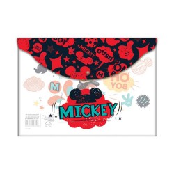 Mapa din Plastic cu Buton A4 pentru Baieti, Model Mickey, Culoare Multicolor