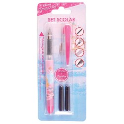 Stilou Basic cu 2 Rezerve din Plastic pentru Fete, Model Princess