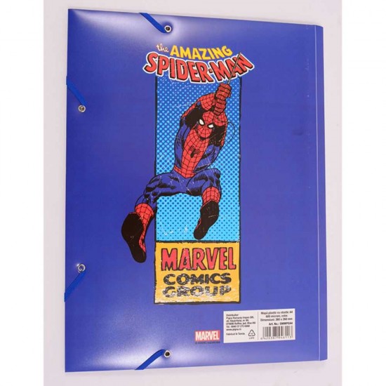 Mapa din Plastic cu Elastic A4 pentru Baieti, Model Spiderman, Culoare Multicolor