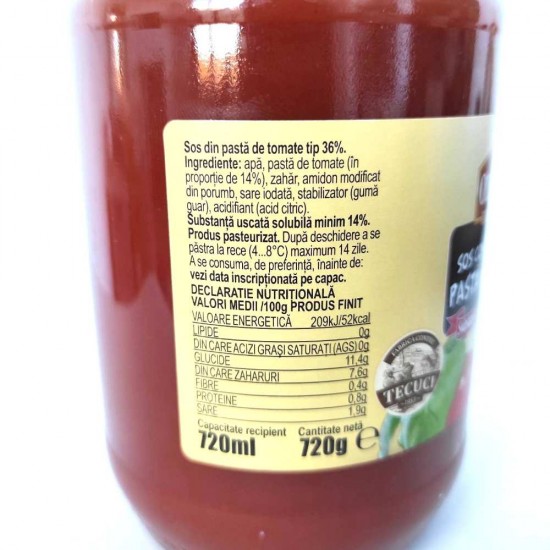 Sos Concentrat din Pasta de Tomate Olympia, 14%, 720 ml