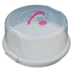 Cutie de Prajitura Rotunda cu Maner Roz, Material Plastic