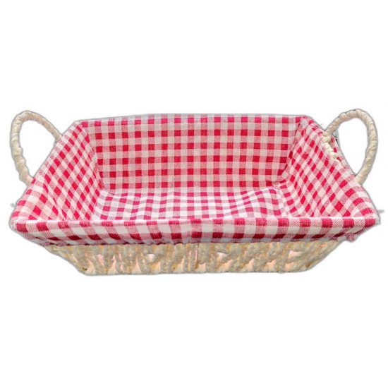 Cos Impletit Dreptunghic Alb, Material Plastic si Metal, Dimensiune 26x19x8 cm