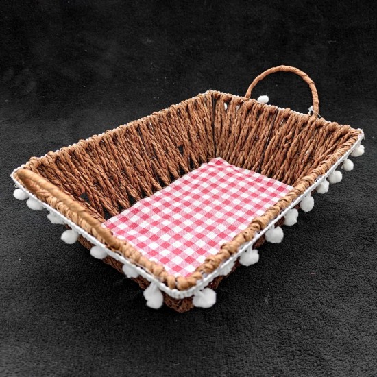 Cos Impletit Dreptunghic Maro, Material Plastic si Metal, Dimensiune 26x19x8 cm