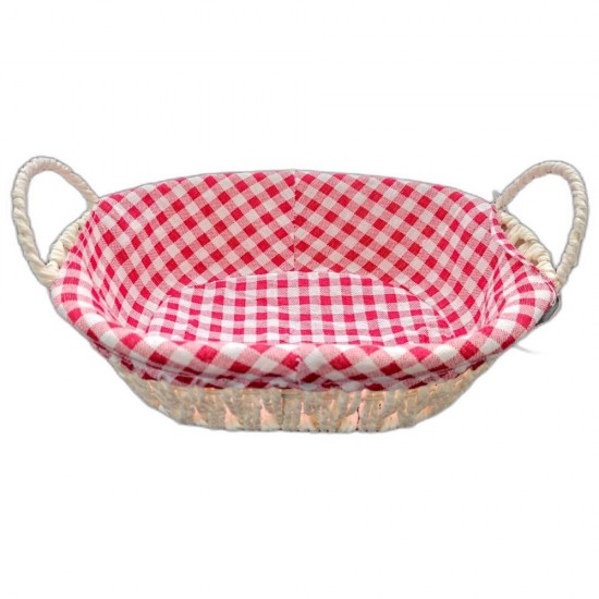 Cos Impletit Oval Alb, Material Plastic si Metal, Dimensiune 27x8 cm