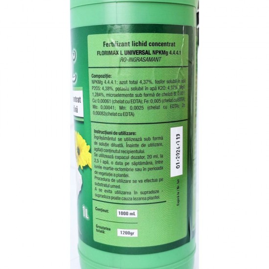 Fertilizant Lichid Florimax Concentrat Universal pentru Gradina, Cantitate 1 L
