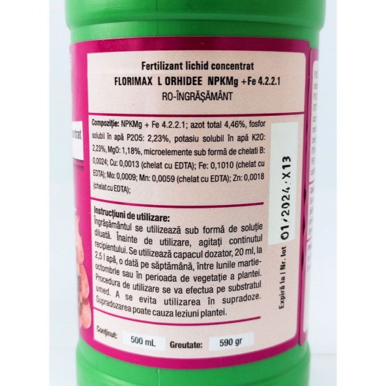 Fertilizant Lichid Florimax Concentrat Orhidee, Cantitate 500 ml
