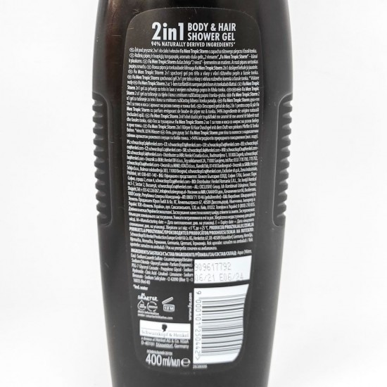 Gel de Dus Fa Tropic Storm pentru Barbati, 2 in 1, Cantitate 400 ml