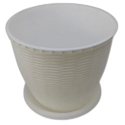 Ghiveci pentru Flori din Plastic, Include Tavita, 2,75 L, Culoare Alb Ghiveci pentru Flori din Plastic, Include Tavita, 2,75 L, Culoare Alb