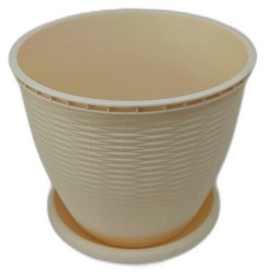 Ghiveci pentru Flori din Plastic, Include Tavita, 2,75 L, Culoare Crem Ghiveci pentru Flori din Plastic, Include Tavita, 2,75 L, Culoare Crem
