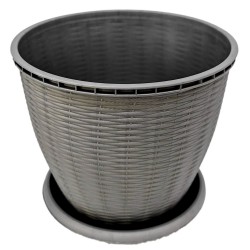 Ghiveci pentru Flori din Plastic, Include Tavita, 2,75 L, Culoare Gri Ghiveci pentru Flori din Plastic, Include Tavita, 2,75 L, Culoare Gri