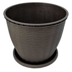 Ghiveci pentru Flori din Plastic, Include Tavita, 2,75 L, Culoare Maro Ghiveci pentru Flori din Plastic, Include Tavita, 2,75 L, Culoare Maro