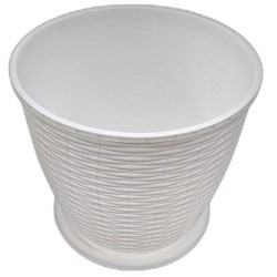 Ghiveci pentru Flori din Plastic, Include Tavita, 6 L, Culoare Alb Ghiveci pentru Flori din Plastic, Include Tavita, 6 L, Culoare Alb