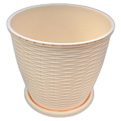 Ghiveci pentru Flori din Plastic, Include Tavita, 6 L, Culoare Crem Ghiveci pentru Flori din Plastic, Include Tavita, 6 L, Culoare Crem