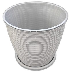 Ghiveci pentru Flori din Plastic, Include Tavita, 6 L, Culoare Gri Ghiveci pentru Flori din Plastic, Include Tavita, 6 L, Culoare Gri