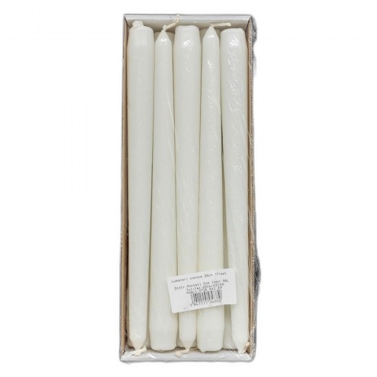Lumanari Conice, Lungime 24 cm, 10 Buc/Set, Culoare Alb