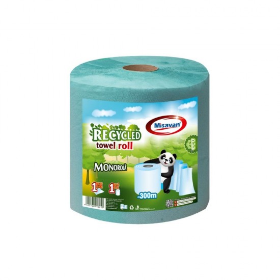Prosop Hartie Monorola Misavan Verde, 1 Strat, Lungime Rola 300 mm/300 m, 38 g/m², Dimensiune Foaie 250x340 mm
