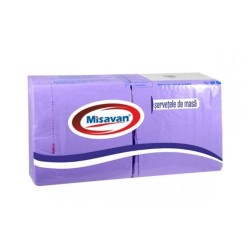 Servetele Laminate Misavan de Masa in 2 Straturi, Dimensiune 330x330 mm, 120 Buc/Set, Culoare Lila Servetele Laminate Misavan de Masa in 2 Straturi, Dimensiune 330x330 mm, 120 Buc/Set, Culoare Lila