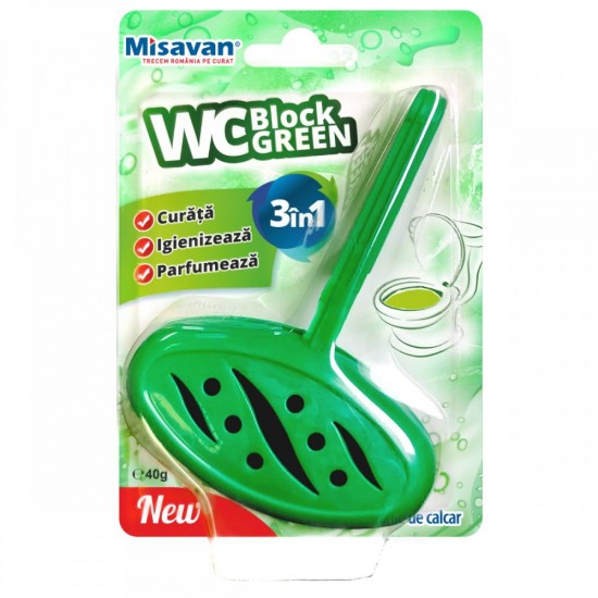 Odorizant WC Misavan Block Green, Culoare Verde, 1 Buc/Set, 40 g