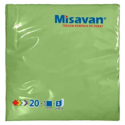 Servetele de Masa Misavan in 3 Straturi, Dimensiune 330x330 mm, 20 Buc/Set, Culoare Verde Fistic Servetele de Masa Misavan in 3 Straturi, Dimensiune 330x330 mm, 20 Buc/Set, Culoare Verde Fistic