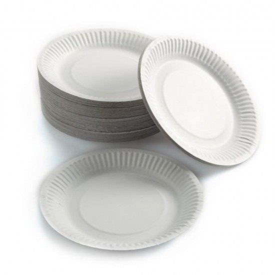 Farfurii din Carton Misavan de Unica Folosinta Standard Rotunda, 50 Buc/Set, Dimensiune 230 mm, Culoare Alb